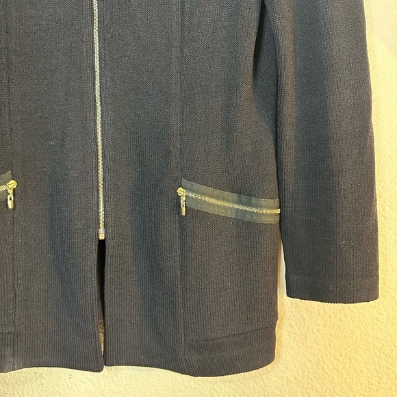 St. John by Marie Gray Black Jacket Blazer Zip Front Knit Women’s Size 4 - Picture 3 of 9